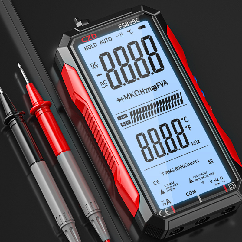 Digitalmultimeter | USB-aufladbares Messgerät mit Auto-Range und beleuchtetem LCD-Display für Spannung und Strom