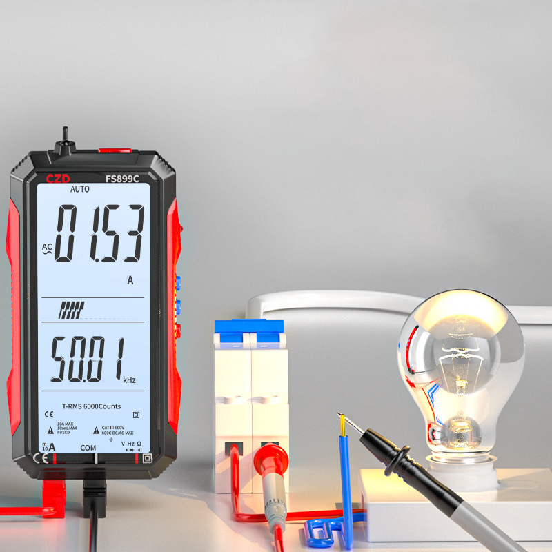 Digitalmultimeter | USB-aufladbares Messgerät mit Auto-Range und beleuchtetem LCD-Display für Spannung und Strom