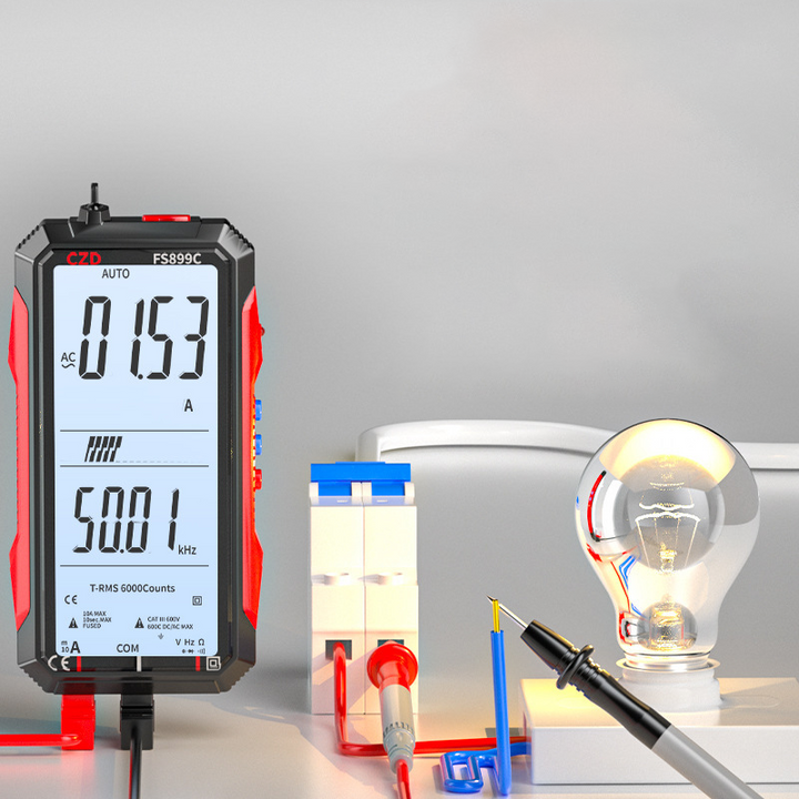 Digitalmultimeter | USB-aufladbares Messgerät mit Auto-Range und beleuchtetem LCD-Display für Spannung und Strom