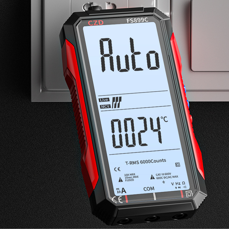 Digitalmultimeter | USB-aufladbares Messgerät mit Auto-Range und beleuchtetem LCD-Display für Spannung und Strom