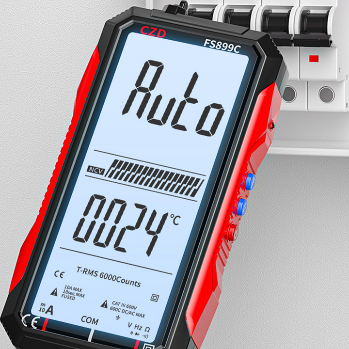 Digitalmultimeter | USB-aufladbares Messgerät mit Auto-Range und beleuchtetem LCD-Display für Spannung und Strom