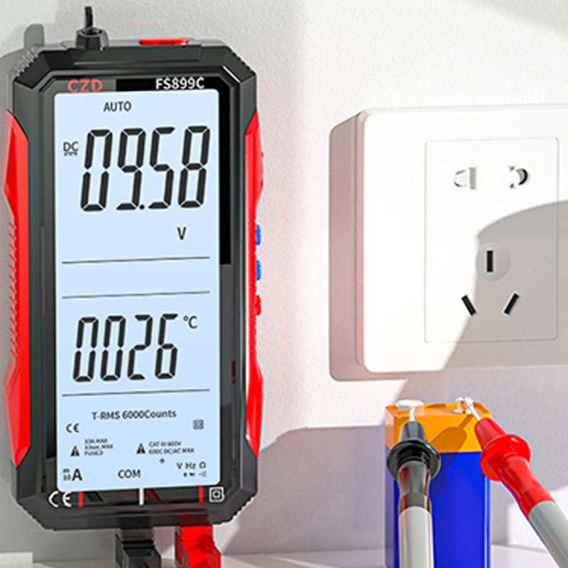 Digitalmultimeter | USB-aufladbares Messgerät mit Auto-Range und beleuchtetem LCD-Display für Spannung und Strom