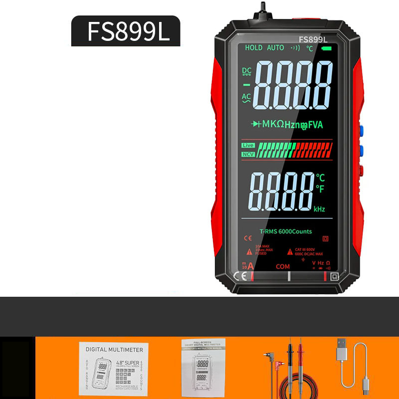 Digitalmultimeter | USB-aufladbares Messgerät mit Auto-Range und beleuchtetem LCD-Display für Spannung und Strom