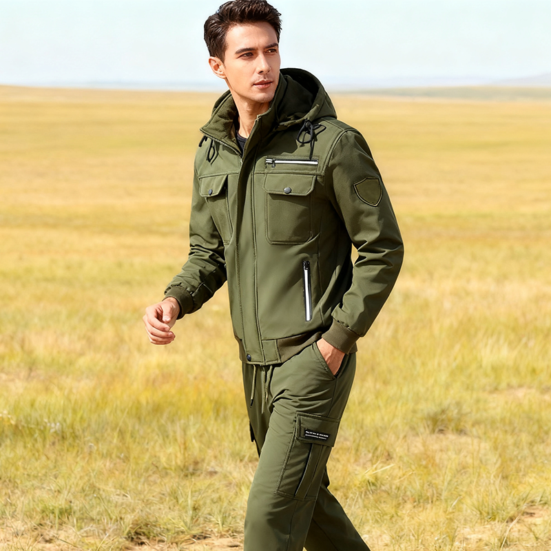 Herren Outdoor-Set mit Jacke und Hose | Gefüttert, winddicht, wasserabweisend und mit mehreren Taschen