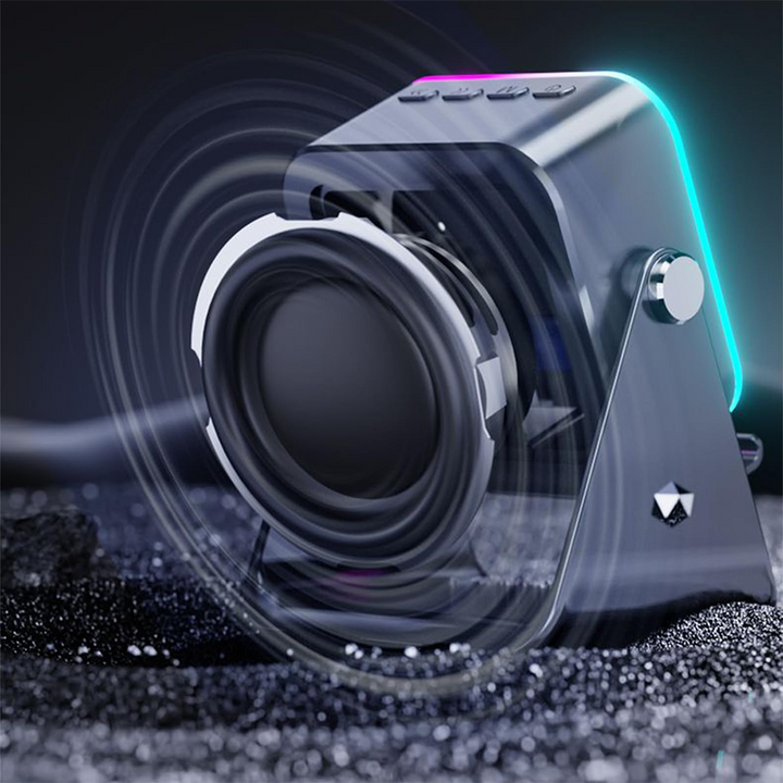 Bluetooth Lautsprecher | 5-in-1 Speaker mit Handyhalterung, Induktionssound, Bluetooth 5.3, Ambient-Licht und 2000-mAh-Akku