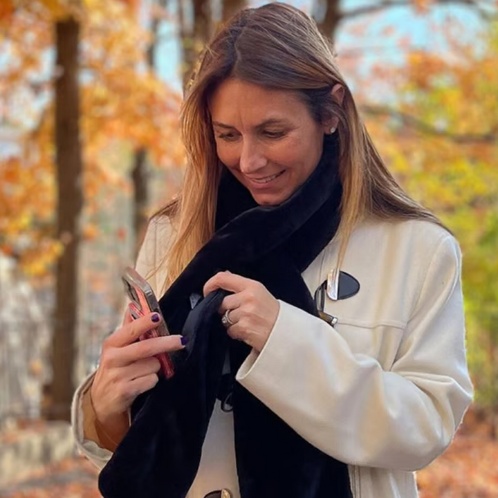Schal mit versteckter Tasche | Warmer Winterschal mit Reißverschlussfach für Handy, Karten, Bargeld und Schlüssel