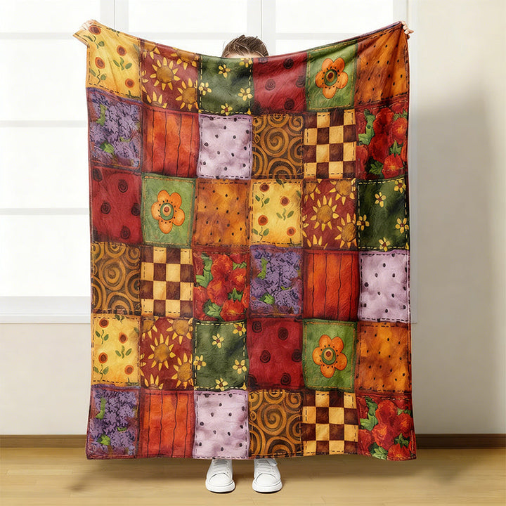 Flanelldecke mit Blumenmuster | Weiche Kuscheldecke für Sofa und Bett, pflegeleicht und maschinenwaschbar