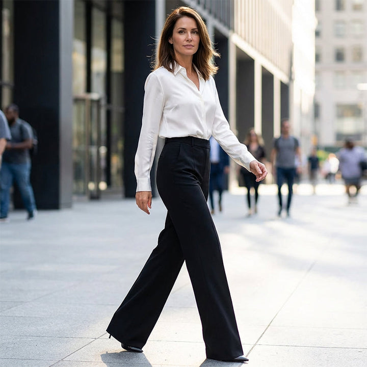 Pantaloni da donna con vita alta | Vestibilità dritta e piega stirata | Antipiega, mantenimento della forma ed eleganti | Taglie S–3XL