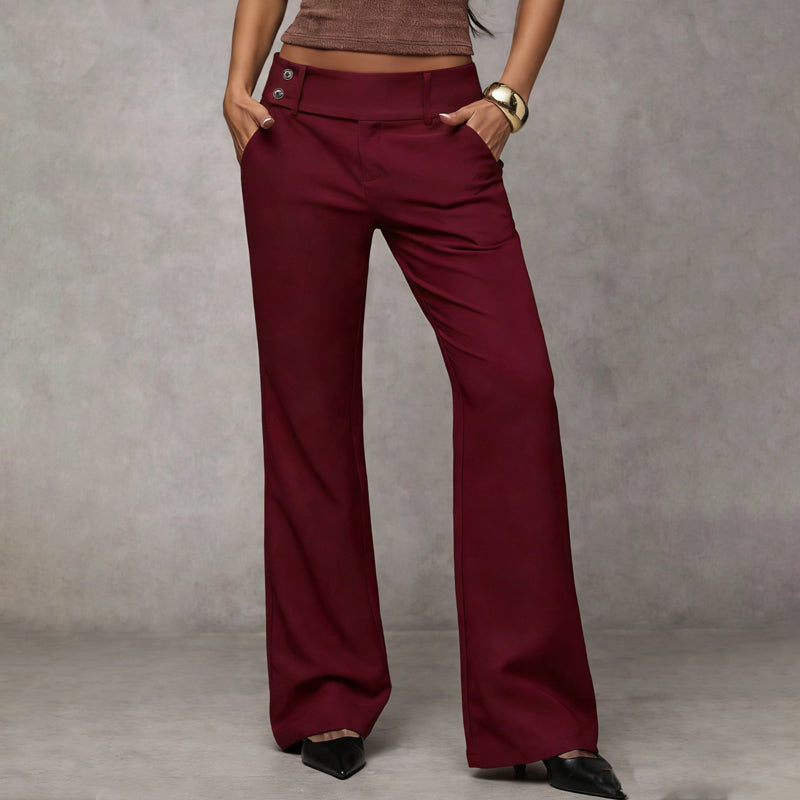 Anzughose Damen | High-Waist-Hose mit ausgestelltem, weitem Bein für Büro und Alltag