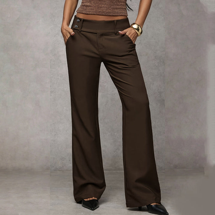 Anzughose Damen | High-Waist-Hose mit ausgestelltem, weitem Bein für Büro und Alltag