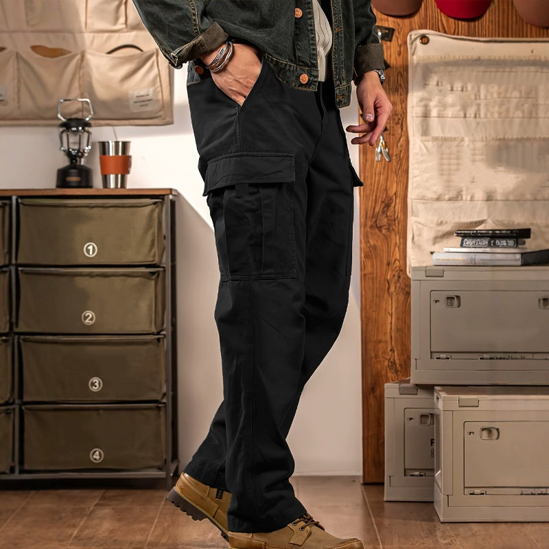 Herren Tactical Cargo Hose mit Multi-Taschen | Robustes, reißfestes Polyester | Lockere Passform, gerader Schnitt | Grau, Schwarz, Khaki