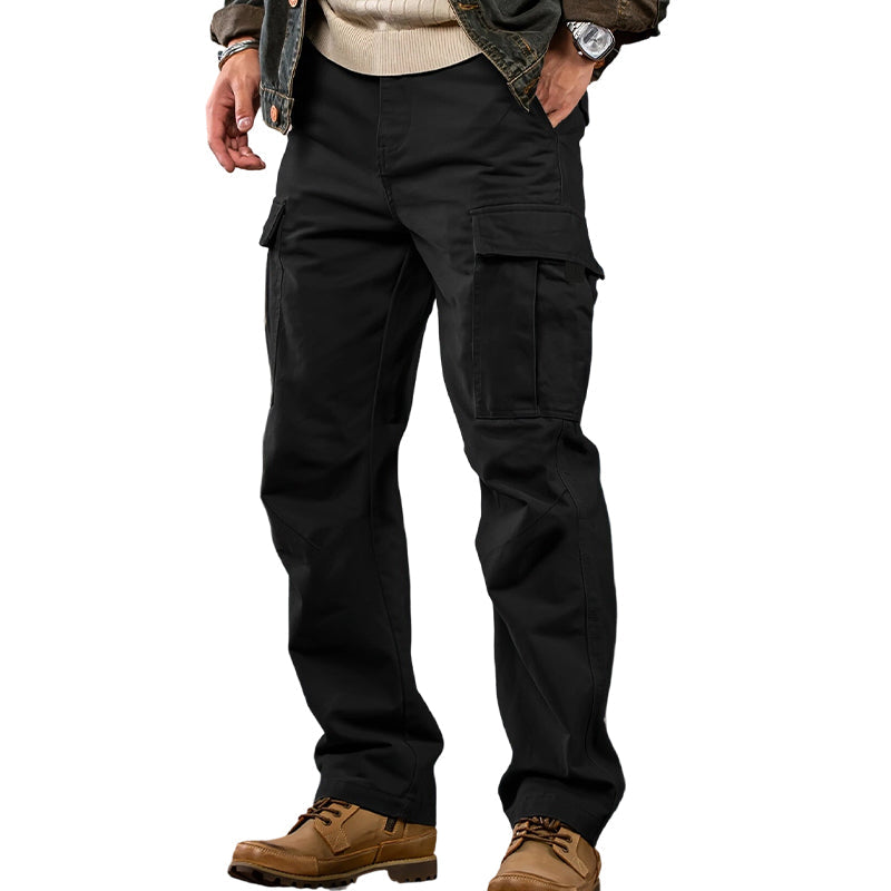 Herren Tactical Cargo Hose mit Multi-Taschen | Robustes, reißfestes Polyester | Lockere Passform, gerader Schnitt | Grau, Schwarz, Khaki