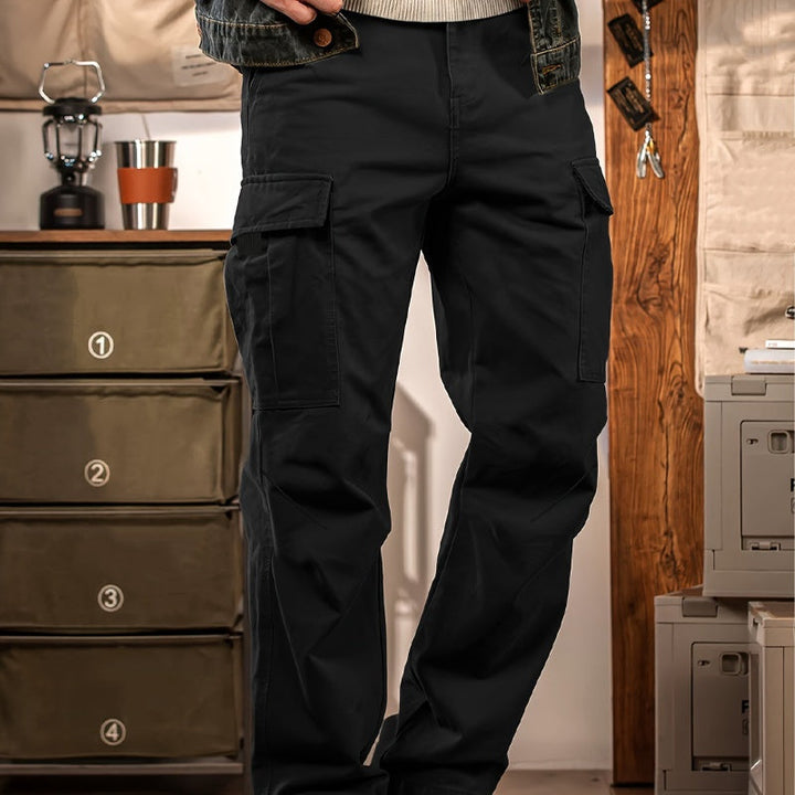 Herren Tactical Cargo Hose mit Multi-Taschen | Robustes, reißfestes Polyester | Lockere Passform, gerader Schnitt | Grau, Schwarz, Khaki