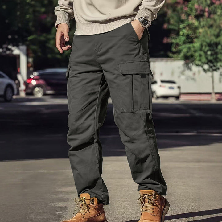 Herren Tactical Cargo Hose mit Multi-Taschen | Robustes, reißfestes Polyester | Lockere Passform, gerader Schnitt | Grau, Schwarz, Khaki