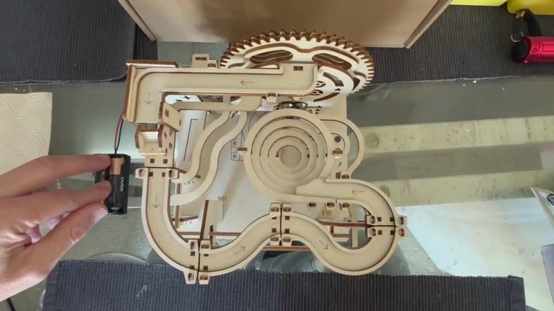 Holz-Kugelbahn Bausatz | Mechanisches 3D-Holzpuzzle mit Zahnrädern zum Selberbauen für Modellbau-Fans