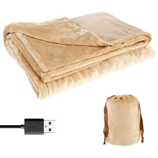 USB Wärmedecke 160 × 85 cm mit weicher Fleece-Oberfläche | Faltbare Heizdecke mit USB-A-Anschluss und Aufbewahrungstasche