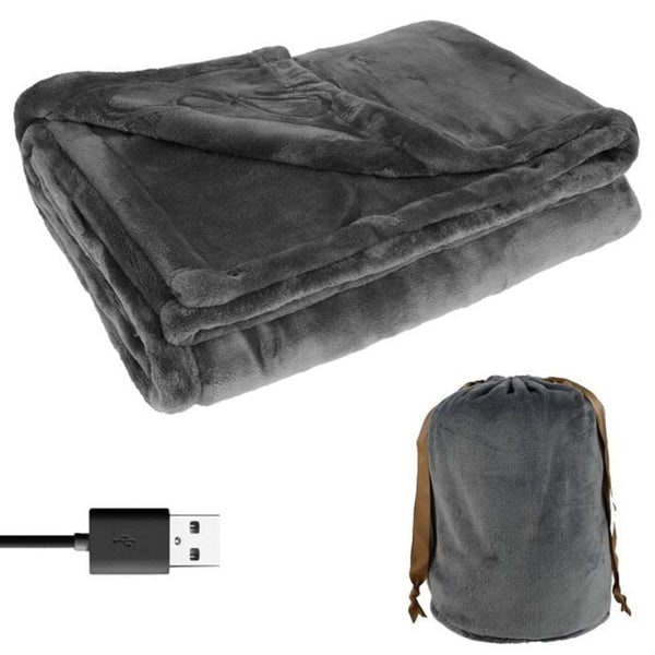 USB Wärmedecke 160 × 85 cm mit weicher Fleece-Oberfläche | Faltbare Heizdecke mit USB-A-Anschluss und Aufbewahrungstasche