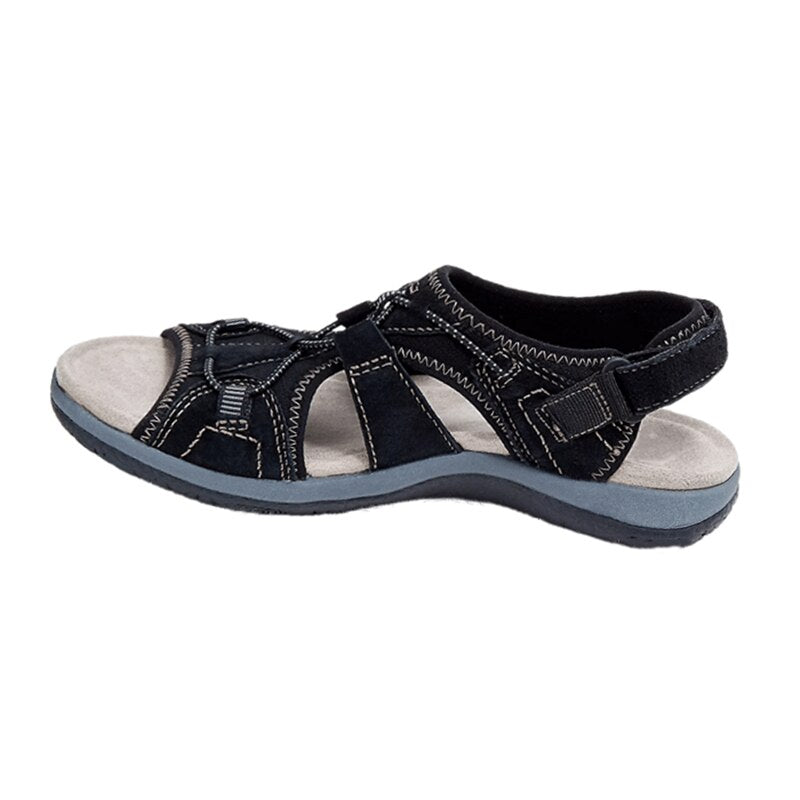 Orthopedic women’s wedge sandals with 3-arch support | Memory nano foam footbed &amp; 3 adjustable straps | Non-slip rubber sole