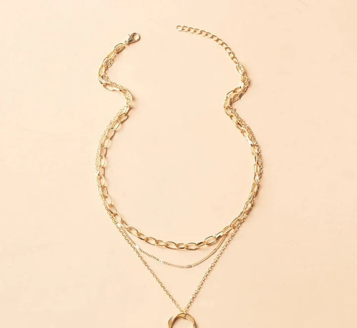 Vintage Gold Mehrschichtige Halskette mit Anhänger | Eleganter Damen-Schmuck mit Steinbesatz | Zeitloses Layering-Design