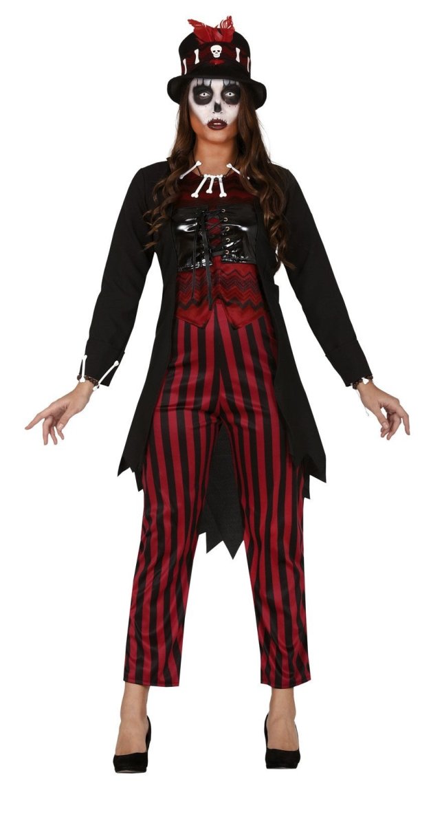 Voodoo Kostüm Damen | Halloween-Kostüm mit Jacke, Hemd, Korsett und Hose für Halloween- und Mottopartys