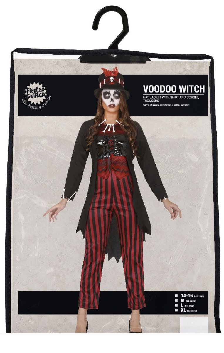 Voodoo Kostüm Damen | Halloween-Kostüm mit Jacke, Hemd, Korsett und Hose für Halloween- und Mottopartys
