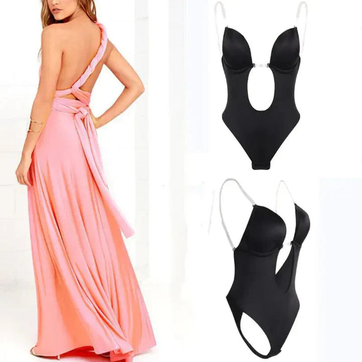 Body shapewear dos nu avec bretelles transparentes | Lissant et soutenant sans coutures | Invisible sous les robes | Lot de 2